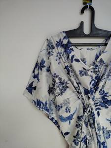 Robe kaftan en coton indien faite à la main, paréo de plage, coupe décontractée, kimono - Product Image 6