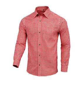 Camisa clásica roja bávara para hombre, estilo Oktoberfest, de algodón transpirable, manga larga, tallas S a 4XL - Product Image 1