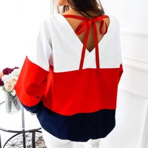 แขนยาว LACE UP ผ้าพันแผลเสื้อกันหนาว HOODIE หลวมเสื้อลำลองเสื้อ TEE เสื้อ HOODIES PULLOVERS FEM ME - Product Image 4