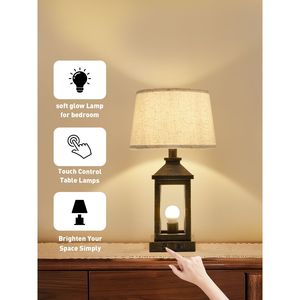 20.5in Black <b>Gold</b> Modern Farmhouse <b>Bedside</b> <b>Table</b> Lamp 3 Way Dimmable Touch for Living Rooms 2 Lig - Product Image 6
