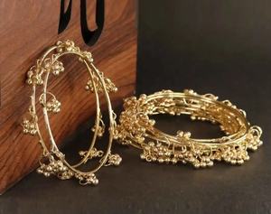 Exquisite Gold-Plated Ghungroo <b>Bangle</b> <b>Set</b> for Women Traditional Indian Ethnic Jewelry with Dancing Bell Charms Metal <b>Bangles</b> - Product Image 1