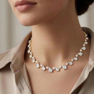 Collar de tenis con diamantes cultivados en laboratorio de corte redondo y en forma de cometa, joyería fina de alta gama - Product Image 5