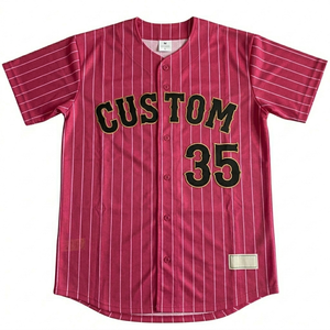Custom Pinstripe Baseball Jersey Embroidery Team Name Number Breathable <b>Athletic</b> Fit Full Button Closure Short Summer Sports - Product Image 1