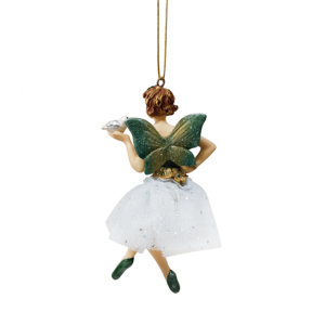 Figurita de resina de polyresina hecha a mano para niña, figuritas de Ángel verde, Poses dulces, adorno colgante - Product Image 4