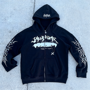 Wholesale Price 100% Cotton Premium Quality Streetwear Zipper Sweatshirt Customized Screen Printed Y2K <b>Zip</b>-<b>Up</b> <b>Hoodies</b> for Unisex - Product Image 4