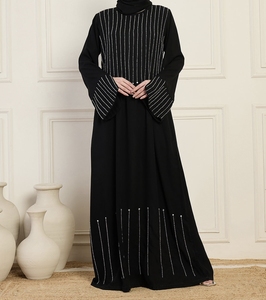 Nueva Abaya Tradicional Islámica Negra para Mujer, Estilo Saudí, Primavera 2026, Dubai, Poliéster Transpirable, Largo hasta el Tobillo, Musulmana - Product Image 3
