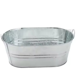 Modern Design Metal Ice Beverage Tub Stainless Steel Party Cooler Bucket Wine Beer Chiller Tub <b>Table</b> Use - Product Image 1