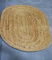 Handwoven Jute Oval Runner Rug Braided Natural Fiber Waterproof Eco-Friendly Reversible Floor Mat for Home & Travel Use