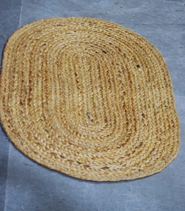 Handwoven Jute <b>Oval</b> Runner <b>Rug</b> Braided Natural Fiber Waterproof Eco-Friendly Reversible Floor Mat for Home & Travel Use - Product Image 1