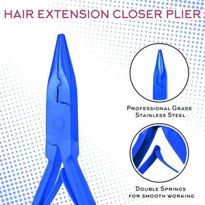 Hair Extension <b>Pliers</b> <b>Set</b> Blue Metal Tools for Install and Remove 6D Connectors - Product Image 3