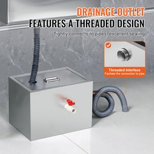 Trappola per Grasso in Acciaio Inox per Cucine Commerciali, 8 LBS, con Ingresso Superiore, 2.8 GPM, per l'Intercettazione dei Rifiuti - Product Image 4