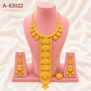 MOLL JEWELLERS Heavy Look Gold Silver Indian Bridal Wedding Necklace Set Ethnic Designer Jewelry Zinc Alloy Wholesale A-63020 - Product Image 4