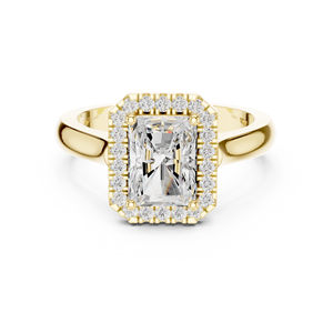 Anillo de Compromiso Clásico con Halo, Corte Radiante, Diamante Cultivado en Laboratorio, Oro de 14K, Certificado IGI, VS1 E, para Aniversario o Boda - Product Image 1