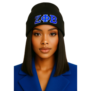 Zeta Phi Beta Beanie Chenille Embroidery Greek Sorority Apparel ZPB Winter Hat Unisex Premium Knit Cap - Product Image 1