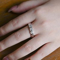 Bague délicate à trois pierres en moissanite taille Asscher pour femme, en argent 925, cadeau d'anniversaire pour partenaire