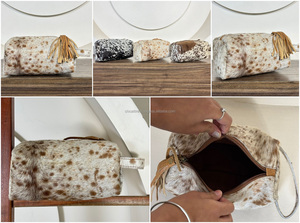 New Arrival 2026 Latest Designer Hair on Cowhide Leather Tassel Zipper <b>Toiletry</b> Bag Makeup Cosmetic <b>Storage</b> Travel Organizer Box - Product Image 3