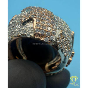 Anillo de Lujo de Plata de Ley 925 con Moissanita y Diamantes, Diseño de Cúpula con Superficie Brillante, para Compradores Mayoristas - Product Image 6