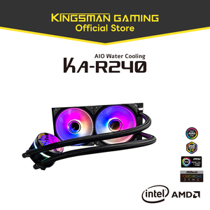 KINGSMAN GAMING 240mm ARGB <b>Fan</b> AIO Liquid Water Cooler Black KA-R240 for <b>Computer</b> Cases - Product Image 1