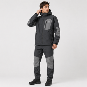 Custom Factory Direct Waterproof Eco-Friendly Print Logo Hooded <b>Zip</b> Windbreaker Set Elastic Waistband Jogger Pants Packable - Product Image 1