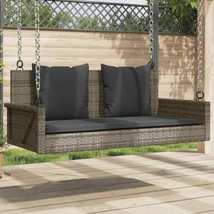 Panca a dondolo da giardino in acciaio verniciato a polvere con rattan PE grigio - Product Image 1