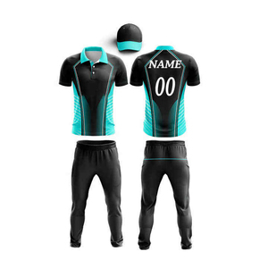 Tenues de cricket personnalisées, maillots à manches courtes imprimés par transfert thermique, ensembles d'équipement d'équipe, respirants, séchage rapide, UPF 50+, fournisseur de vêtements de sport - Product Image 6