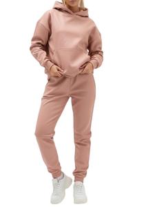 Conjunto Deportivo Premium para Mujer en Cuero PU con Capucha – Sudadera Oversize y Pantalones Jogger Ajustados, Atuendo de Lujo de Dos Piezas - Product Image 3