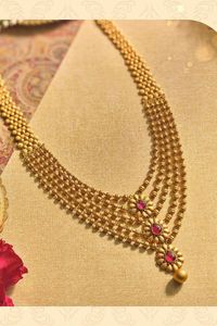 Gold Color <b>Beaded</b> Necklace <b>Set</b> Layered Floral Jewelry <b>Set</b> Pink Stone Choker Necklace for Wedding Party - Product Image 3