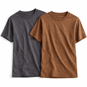 メンズ無地コットンTシャツ半袖Oネックレギュラーフィットソリッドカラーカジュアルウェア - Product Image 1