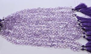 AAA Natural Pink Amethyst Faceted Heart Shape Briolette 7 To 8 MM Amethyst Gemstone Beads 9 Inch Strand Amethyst Faceted Beads - Product Image 4