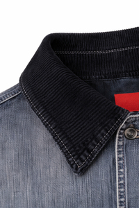 <b>Men</b>’s Vintage <b>Denim</b> Workwear <b>Jacket</b> Corduroy Collar Button Front Casual Streetwear Jean <b>Jacket</b> OEM ODM - Product Image 5