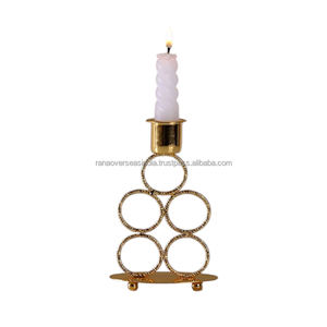 เชิงเทียนโลหะดีไซน์แหวนสุดคลาสสิกหรูหราพร้อมทองสำหรับงานแต่งงานและงานพิเศษมีให้เลือกหลากหลายสไตล์ - Product Image 5