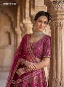 Último diseño de ropa de boda de seda con bordado a mano y trabajo con lentejuelas, conjunto de Lehenga Choli y Dupatta, moda femenina. - Product Image 3