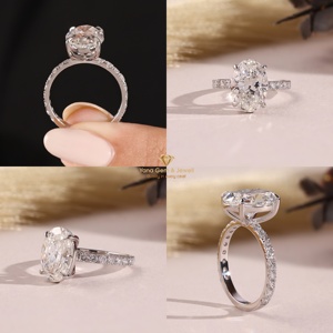 Anillo de Compromiso Personalizado de Oro Blanco con Corte Ovalado, Diamante CVD Cultivado en Laboratorio, Certificado IGI, 3.00 Quilates, Claridad VVS2, Color F, Oro Sólido de 14K - Product Image 5