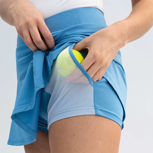 Latest Design Women's Gym Yoga Tennis Workout Skirts Sky Blue Color <b>Double</b> Layer Sports Elastic Waist Sporty Skirts - Product Image 1