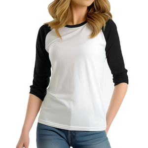 Camiseta de Mujer de Verano, Casual, Ajustada, Cuello Redondo, Manga Larga, Transpirable, Anti-Pilling, de Algodón, Lisa, Teñida, con Bordado - Product Image 5