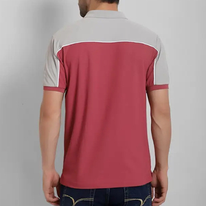 Polo à manches courtes pour homme, rouge et gris, en coton Oxford, coupe classique, respirant, design uni - Product Image 4