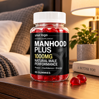 Manhood Plus Gummies pour la Performance Masculine 1000mg Soutien Énergie et Vitalité 60 Comprimés Marque Privée OEM ODM Complément Alimentaire