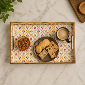 Ensemble de plateaux décoratifs en bois faits à la main avec motif géométrique |   Plateaux de présentation imbriqués pour table basse, organisateur et décoration d'ambiance - Product Image 3