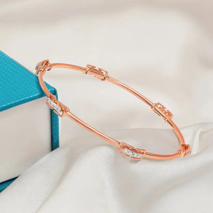 Interlocking Double-Circle Loop Diamond Link <b>Bangle</b> <b>Bracelet</b> - Product Image 6