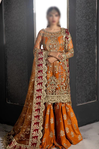 Robe de mariée longue évasée Mishkat Couture pour femme avec dupatta multicolore et ensemble pantalon, écologique, longueur ras du sol, manches longues - Product Image 5