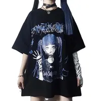 Vintage Indie Aesthetic Clothes Cyber Y2k Graphics Print Tops Fairy Grunge  Graphic T Shirts Gothic Kawaii Slim Long Sleeve Top
