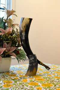 Authentic Viking Agate Rim <b>Drinking</b> Horn Hand Polished Eco-Friendly Wood Handle Medieval Mead Cup for Re Enactment Gifting - Product Image 6
