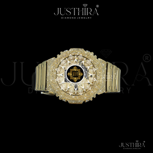 Gold Bezel Sapphire Crystal VVS Moissanite Diamond Round <b>Watch</b> Unisex Luxury Classic Antique Business Hip-Hop Style Steel Case - Product Image 2