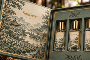 Boîte de découverte de parfum personnalisée en céladon, style livre à charnières, pour jardin de thé - Product Image 3