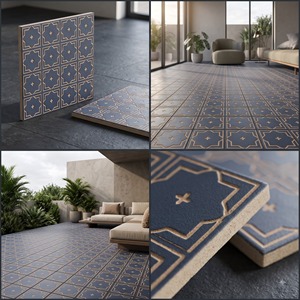 Borde de Porcelana Serie Tallado Marroquí 600x600mm, Color 5509 Mate Antideslizante, Patrón Decorativo para Uso Residencial y Comercial - Product Image 2