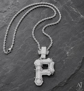 Pendentif lettre en argent 925 et moissanite, breloque initiale entièrement pavée, plaqué or rose, collier religieux style Hip Hop pour soirée - Product Image 4
