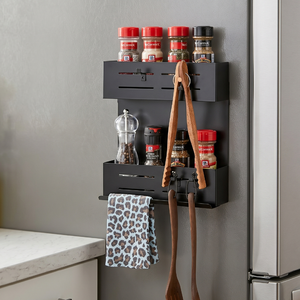 Wholesale Household Storage Rack Metal Housewares 2 tier Magnet Storage Rack shelf with <b>Rubber</b> Magnet <b>Sheet</b> - Product Image 2