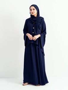 Robe vintage à col cœur, manches mi-longues, ourlet évasé, style modeste moyen-oriental, en polyester antistatique et respirant, pour mariage d'été, longueur cheville, pour adultes - Product Image 2