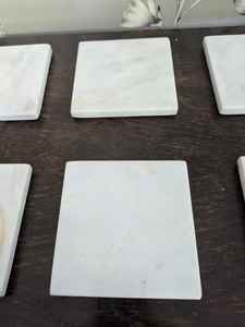 Ensemble de 6 dessous-de-verre carrés en marbre blanc gris marbré, 4 pouces, avec coussinets en feutre, décoration de table - Product Image 4