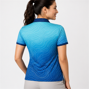 Polo de Mujer con Logotipo Personalizado, Degradado Azul, Secado Rápido, Manga Corta, Deportivo, para Golf, Sublimación - Product Image 4